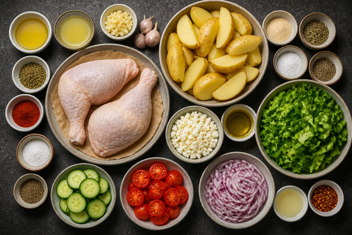 Crispy Greek-Style Chicken Leg Quarters With Potatoes