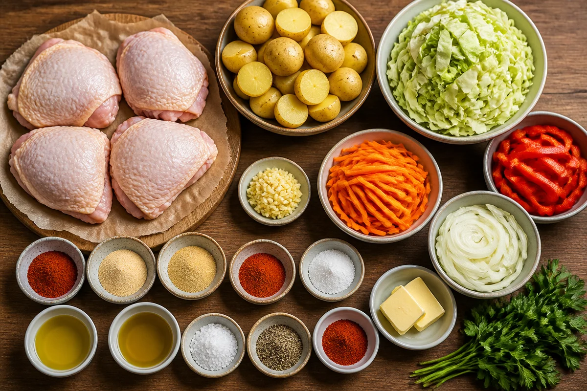 Smoky Paprika Chicken Skillet With Potatoes And Cabbage