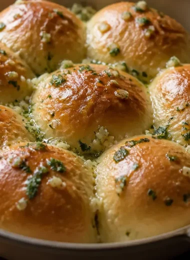 Freshly baked Garlic Butter Bread Rolls ready to serve