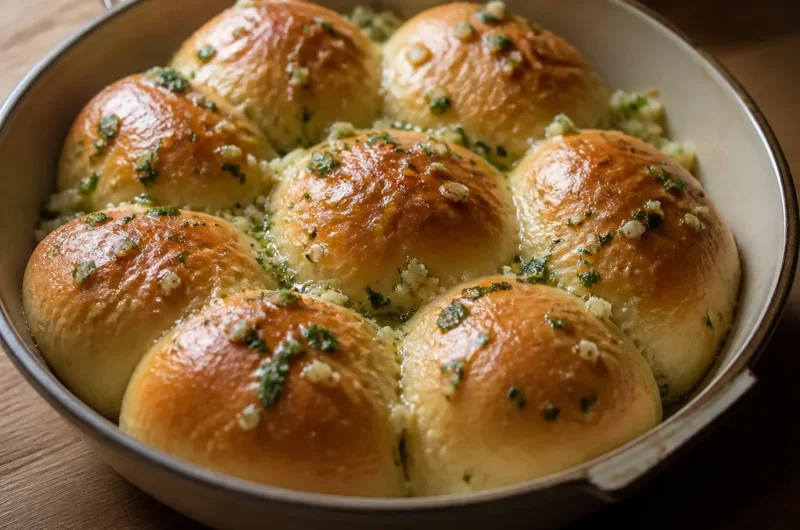 Freshly baked Garlic Butter Bread Rolls ready to serve