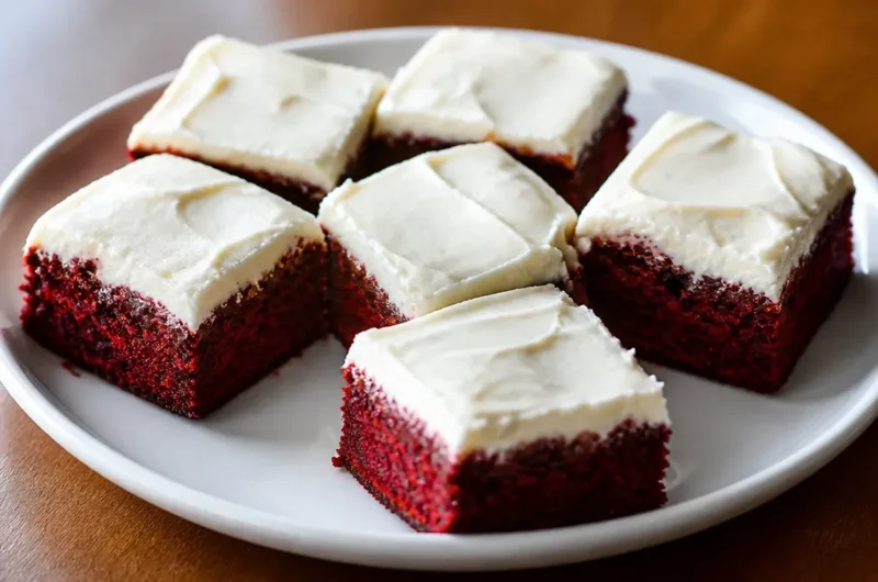 Delicious Red Velvet Brownies with cream cheese frosting