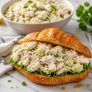 Fresh chicken salad with vegetables and dressing on a plate