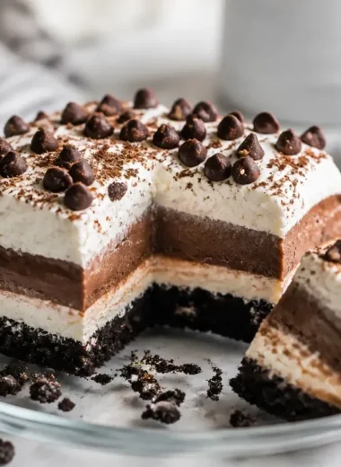 Delectable chocolate lasagna layered with creamy chocolate and rich flavors.
