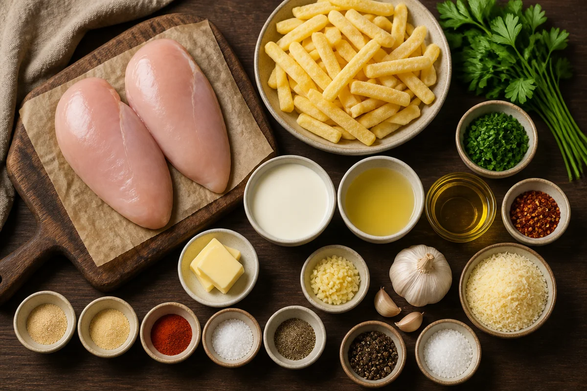 Creamy Peppercorn Chicken and Fries