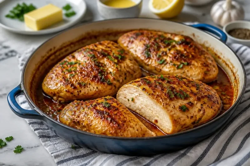 Delicious Garlic Butter Chicken served as a healthy dinner for two