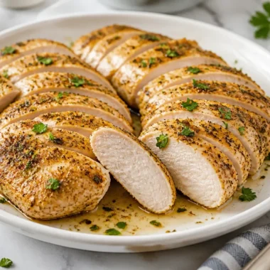 Delicious Garlic Herb Chicken served with fresh herbs and spices.