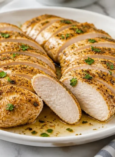 Delicious Garlic Herb Chicken served with fresh herbs and spices.