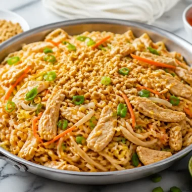 Delicious Chicken Pad Thai dish with fresh ingredients and vibrant colors