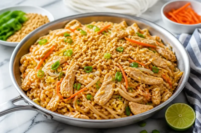 Delicious Chicken Pad Thai dish with fresh ingredients and vibrant colors